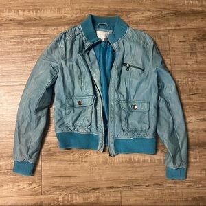 Faux Leather Blue Jacket